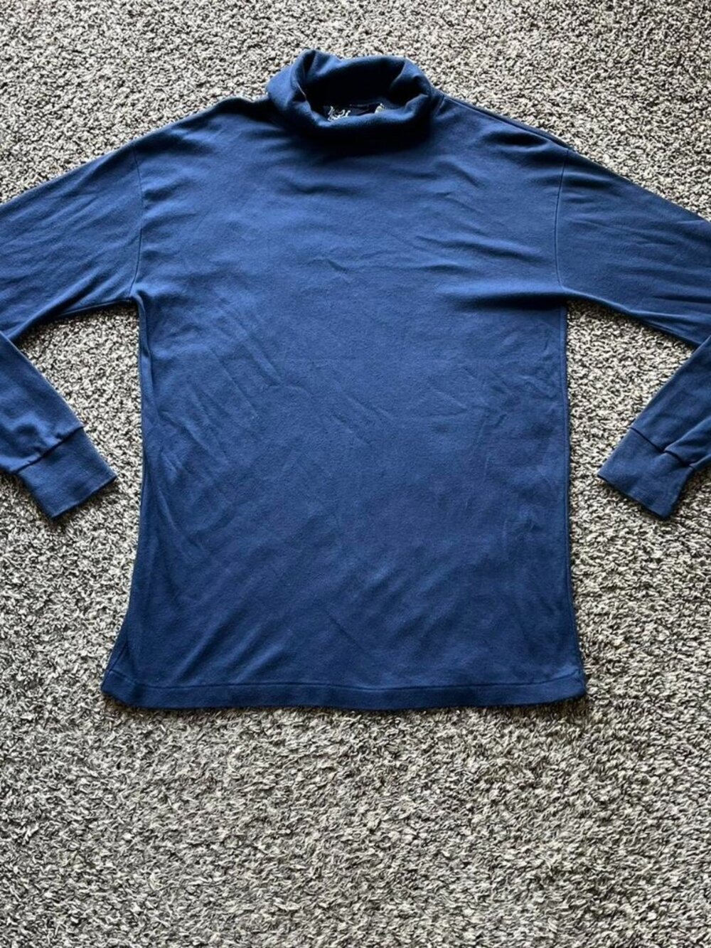 Vintage‎ Woolrich Blue Turtleneck Sweatshirt Women L Artsy Spring Chic Interview